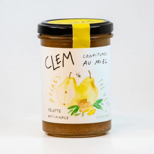 confiture 100% miel poire et the vert au gingembre Clem Confitures chez Tresors de la Ruche