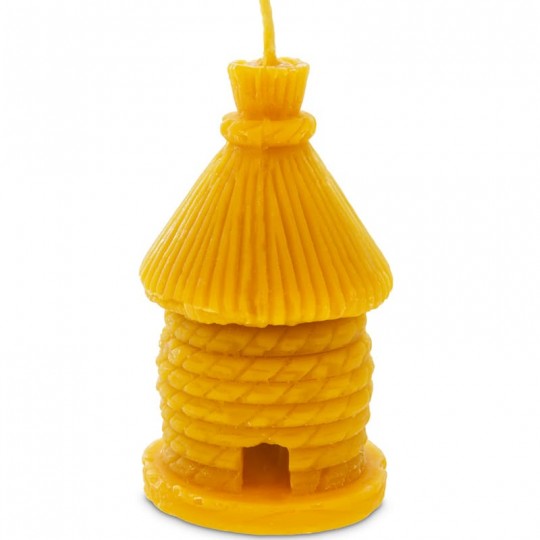 bougie en cire d'abeille en forme de ruche en paille grand modele Tresors de la Ruche
