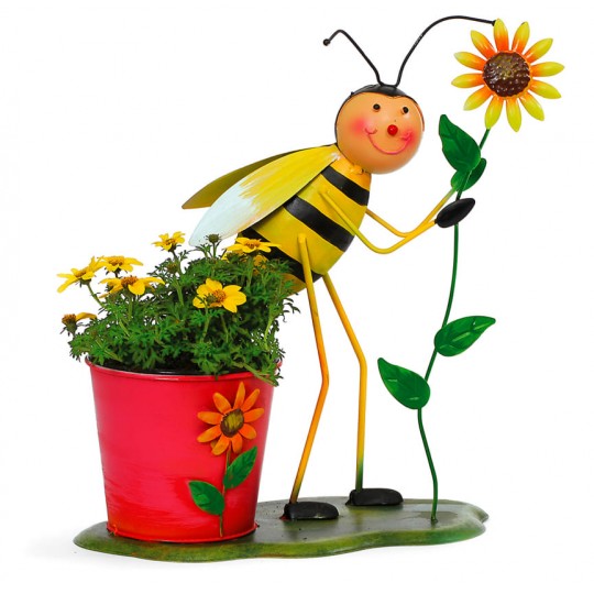 cache pot abeille avec tournesol chez tresors de la ruche sans fleurs