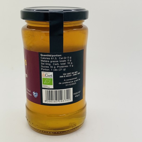 miel de thym bio de grèce Melino chez Tresors de la Ruche vue cote droit