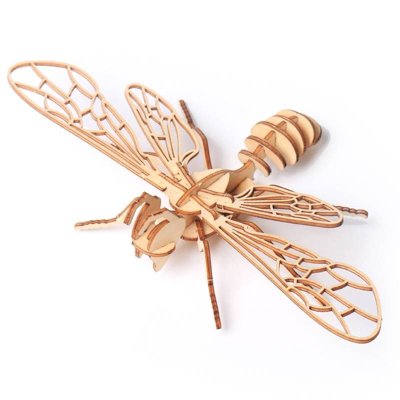 Figurine Abeille 3D En Bois – Découpe Laser – Multicouche – Fait Main France – Neuf
