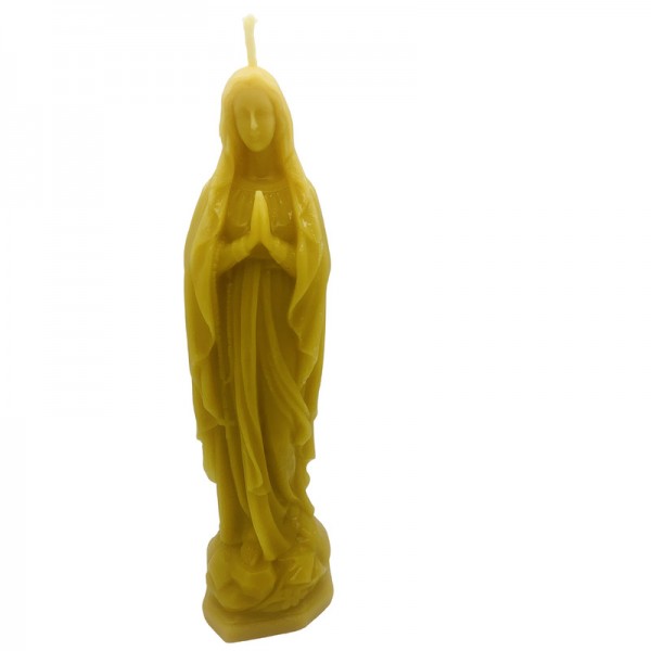 Bougie 100% en cire d'abeille Statue de la Vierge Marie en Prière chez Trésors de la Ruche vue1