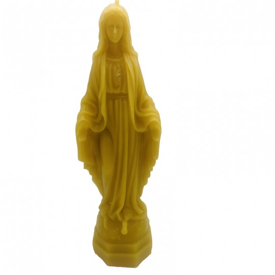 Bougie 100% en cire d'abeille Statue de la Vierge Marie en contemplation chez Tresors de la Ruche vue1